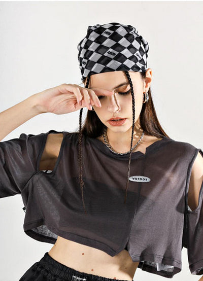 [AnyQ] Black and white checkered scarf