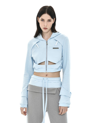 [AnyQ] Deconstructed  Hooded Croped Jacket