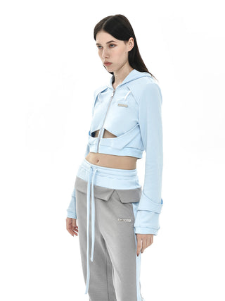 [AnyQ] Deconstructed  Hooded Croped Jacket