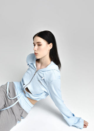[AnyQ] Color matching fake two-piece design casual trousers