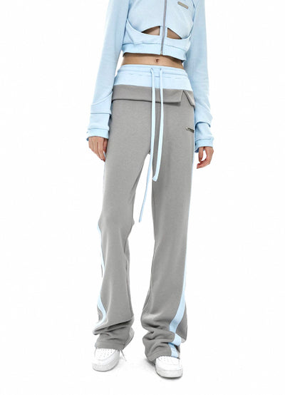 [AnyQ] Color matching fake two-piece design casual trousers