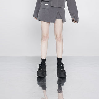 [AnyQ] Black and white solid color long socks