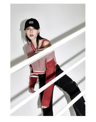 [AnyQ] Color contrast cropped fur sweater