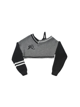 [AnyQ] Color contrast cropped fur sweater