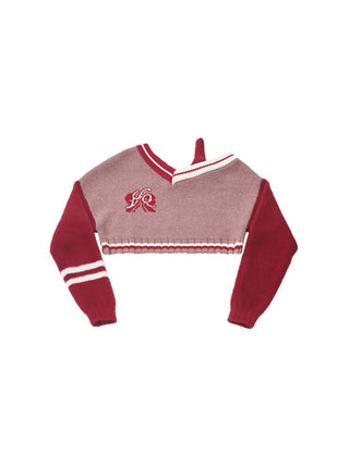 [AnyQ] Color contrast cropped fur sweater