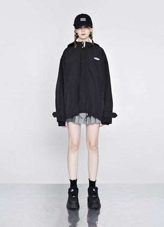 [AnyQ] Black casual all-match hooded jacket