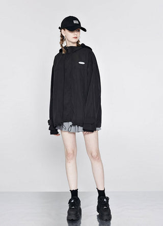 [AnyQ] Black casual all-match hooded jacket