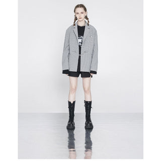 [AnyQ] Checkered silver chain suit jacket