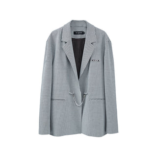 [AnyQ] Checkered silver chain suit jacket