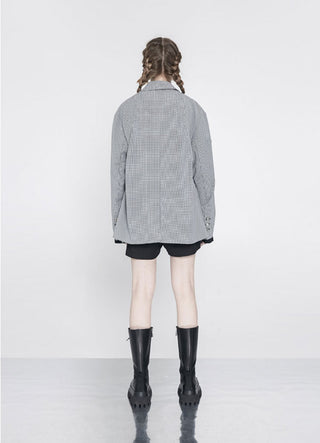 [AnyQ] Checkered silver chain suit jacket