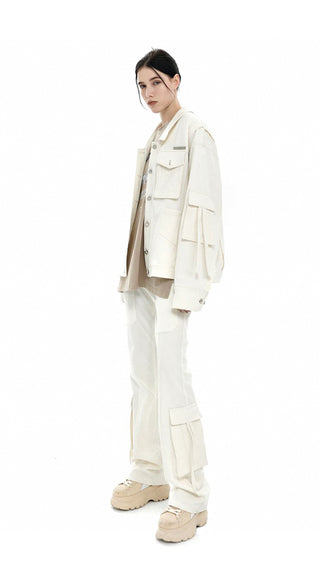 [AnyQ] 3D pocket structure ribbon loose work jacket