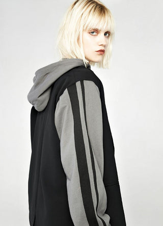 [AnyQ] Black and gray stitching hooded jacket