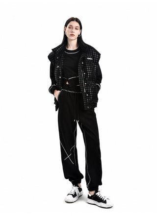 [AnyQ] Black Checkered vest