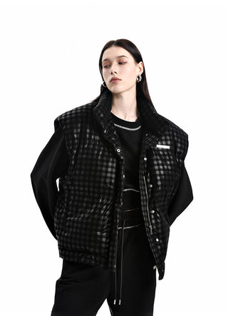 [AnyQ] Black Checkered vest