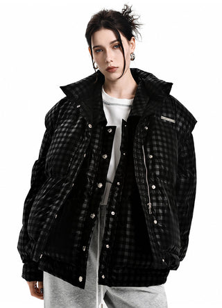 [AnyQ] Black Checkered vest