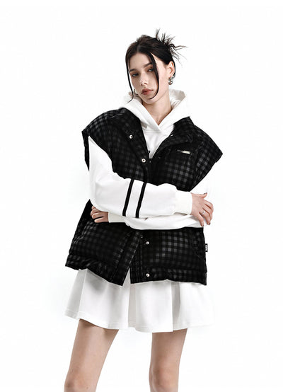 [AnyQ] Black Checkered vest