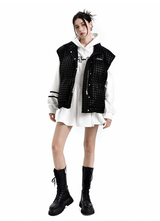 [AnyQ] Black Checkered vest