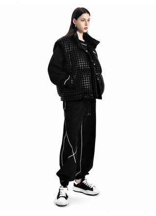 [AnyQ] Black Checkered vest