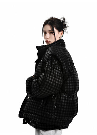 [AnyQ] Black Checkered vest