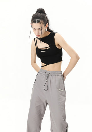 [AnyQ] Deconstructed split tight round neck vest