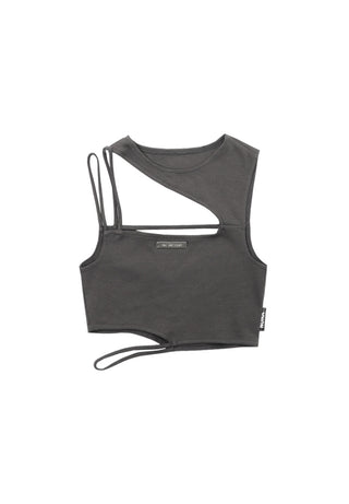 [AnyQ] Deconstructed split tight round neck vest