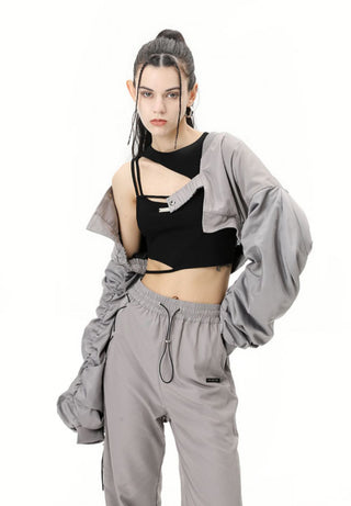 [AnyQ] Deconstructed split tight round neck vest