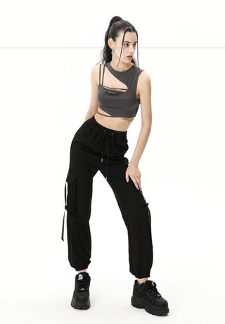 [AnyQ] Deconstructed split tight round neck vest