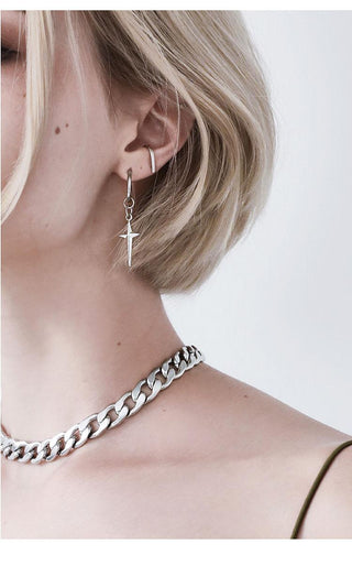 [AnyQ] 23SS Jewelry Collection Black Silver Ear Ring