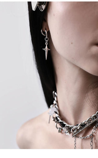 [AnyQ] 23SS Jewelry Collection Black Silver Ear Ring