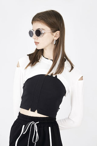 [AnyQ] Crop jacket with cutaway corners