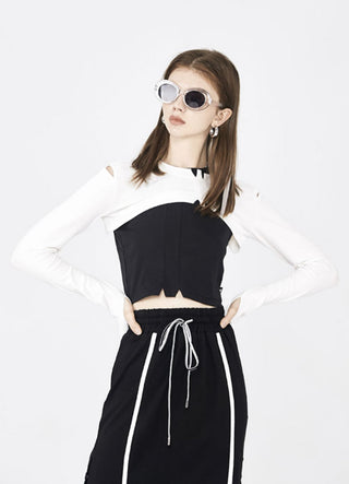 [AnyQ] Crop jacket with cutaway corners