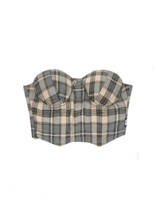 [AnyQ] Checkered fishbone short tube top vest