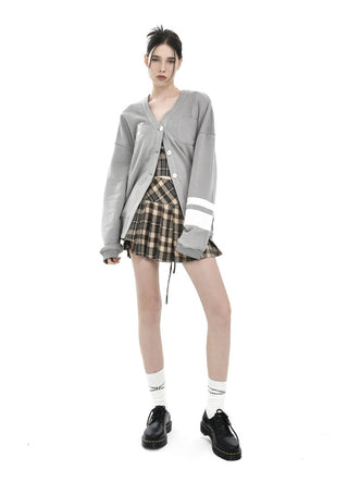 [AnyQ] Checkered fishbone short tube top vest