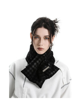 [AnyQ] Black dark grid down warm scarf