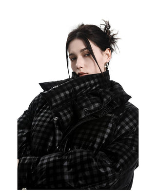 [AnyQ] Black dark grid down warm scarf