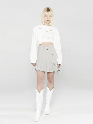 [AnyQ] Deconstructed short round neck sweatshirt