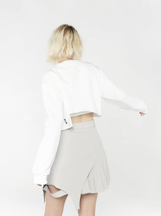 [AnyQ] Deconstructed short round neck sweatshirt