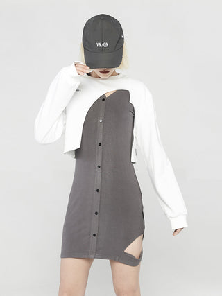 [AnyQ] Deconstructed short round neck sweatshirt