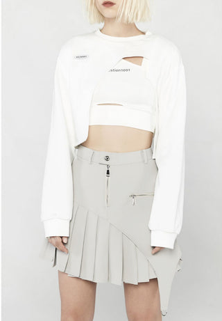 [AnyQ] Deconstructed short round neck sweatshirt