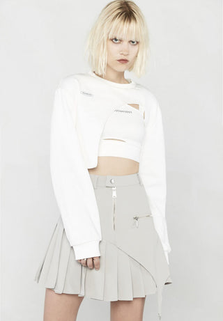 [AnyQ] Deconstructed short round neck sweatshirt