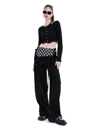 [AnyQ] Deconstructed stitching elastic knitted short cardigan