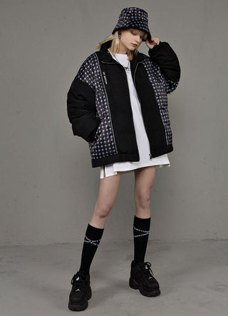 [AnyQ] Black and white letter cross calf socks