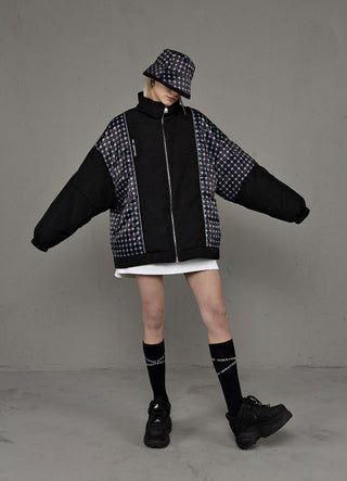 [AnyQ] Black and white letter cross calf socks
