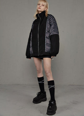 [AnyQ] Black and white letter cross calf socks