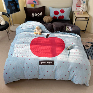Cute Apple Milk Fleece Bedding Set