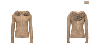 wool hooded cardigan