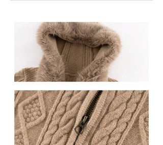 wool hooded cardigan
