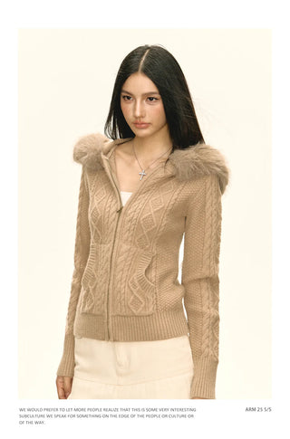 wool hooded cardigan