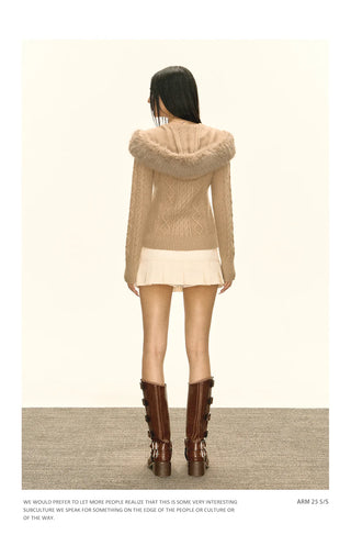 wool hooded cardigan