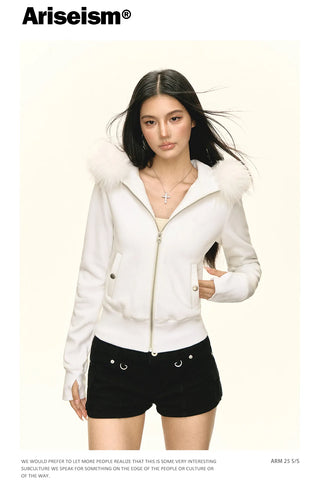 fleece hooded coat